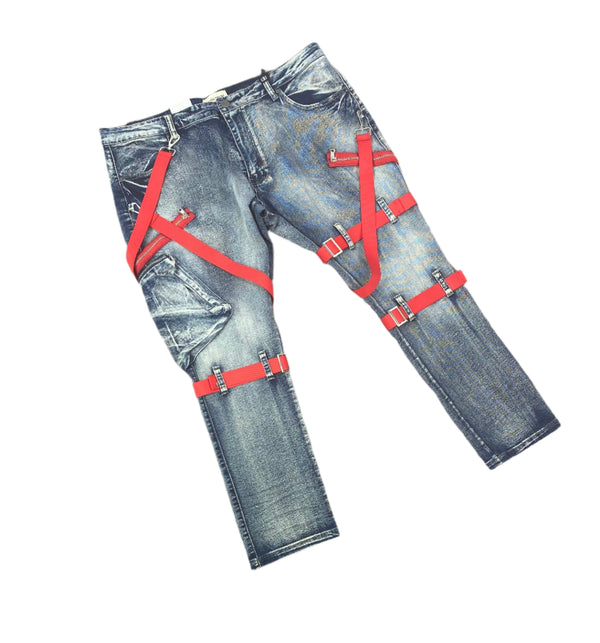 B&T Strap Cargo Pants - Dirt Wash/Red