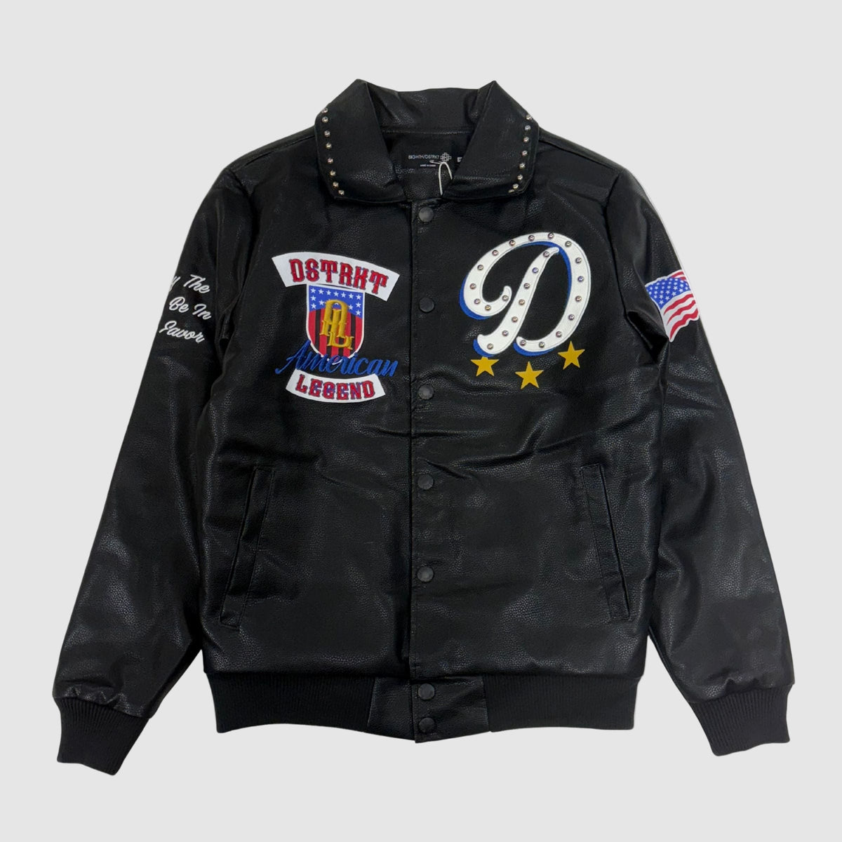 American Legend PU Embo Varsity Jacket - Black