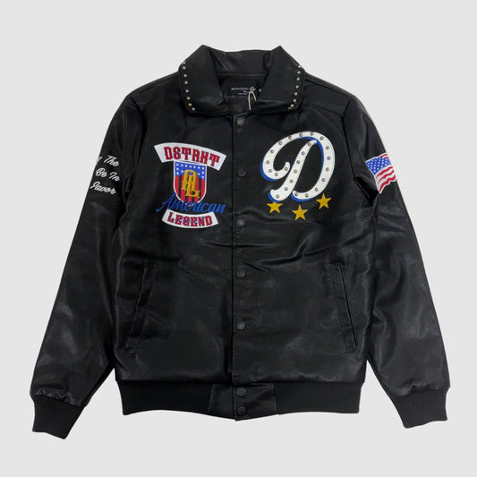 American Legend PU Embo Varsity Jacket - Black