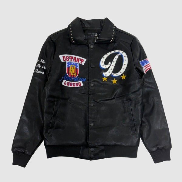 American Legend PU Embo Varsity Jacket - Black
