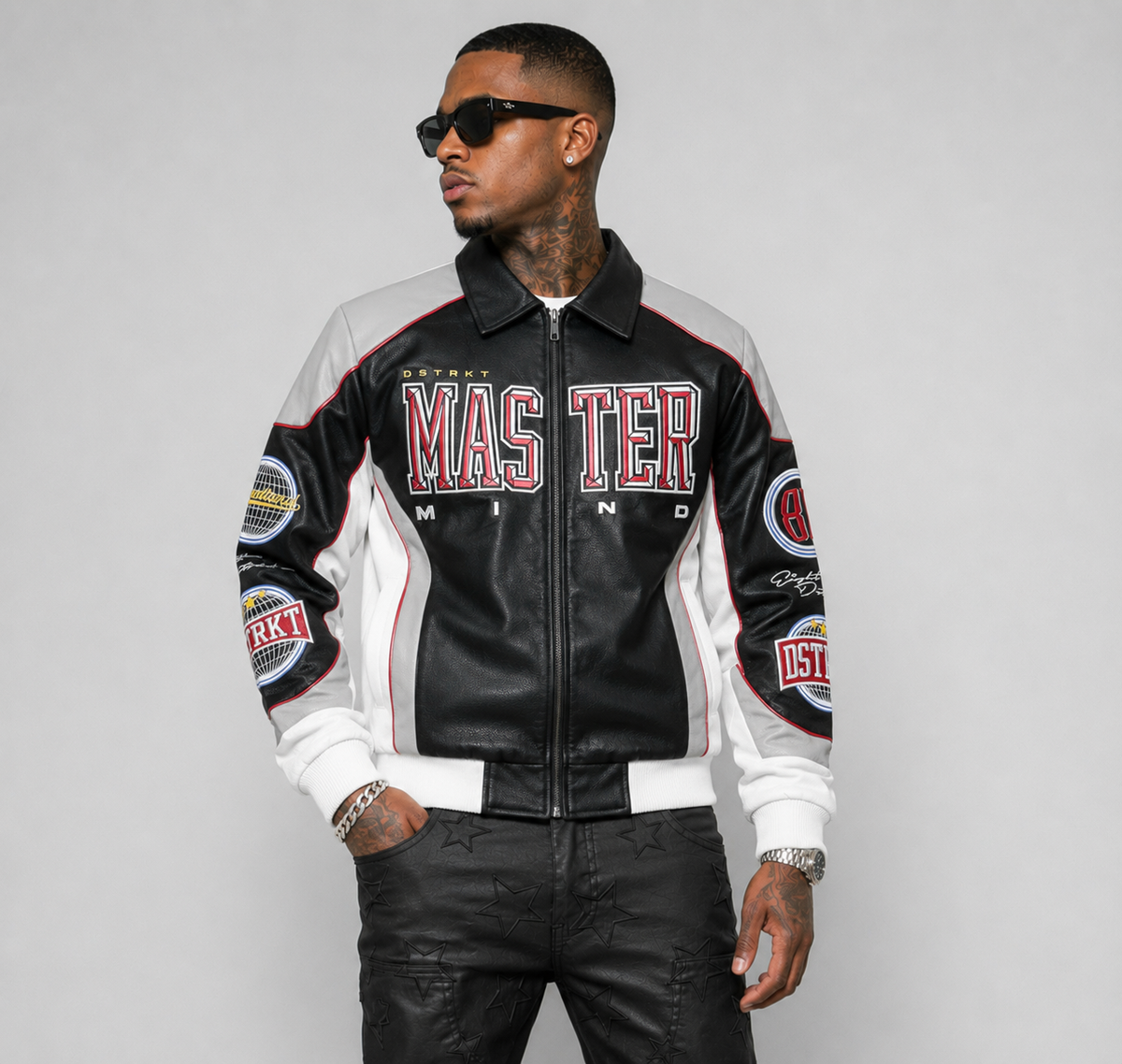 Mastermind PU Embo Varsity Jacket