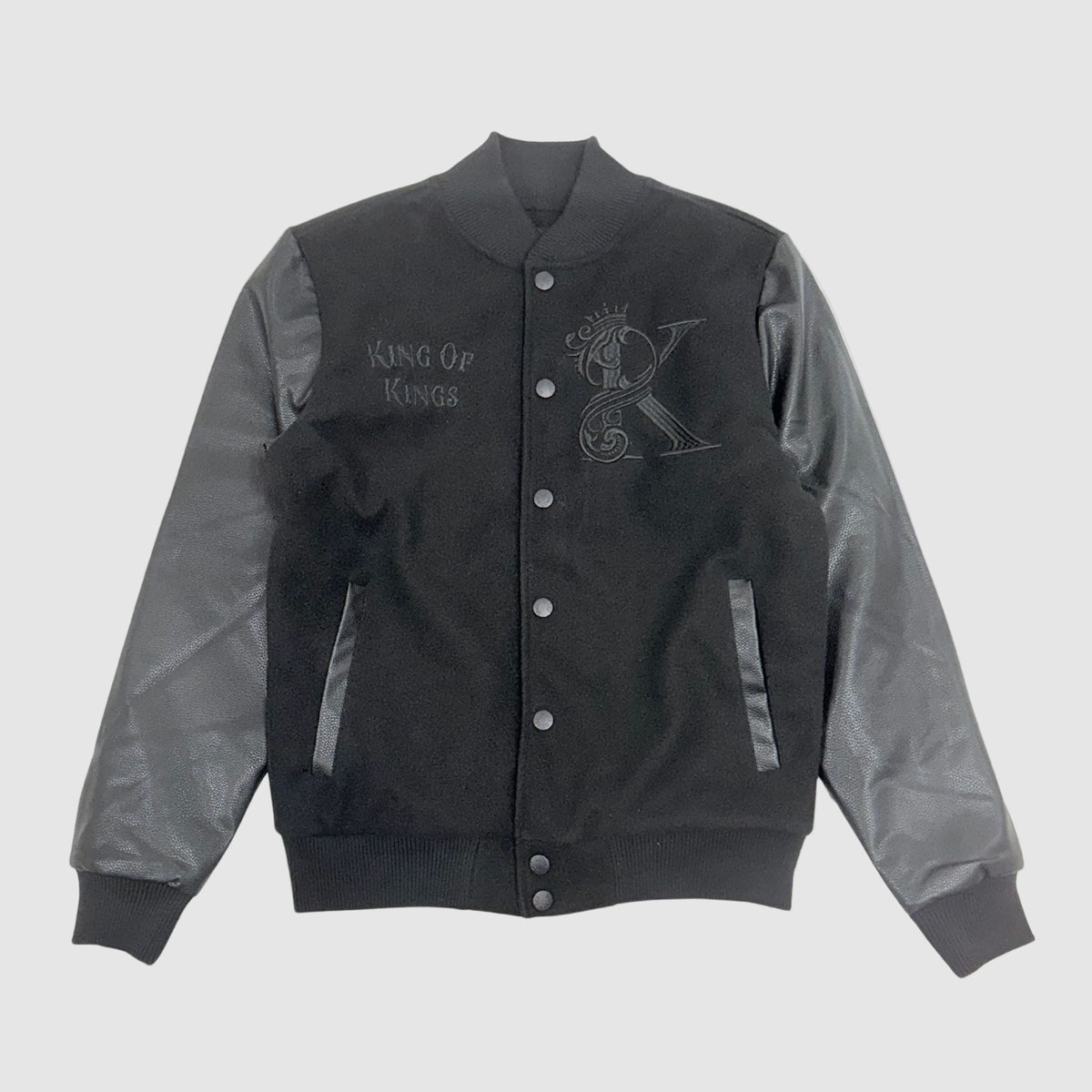 King of Kings Embo Stone Varsity Jacket - Black