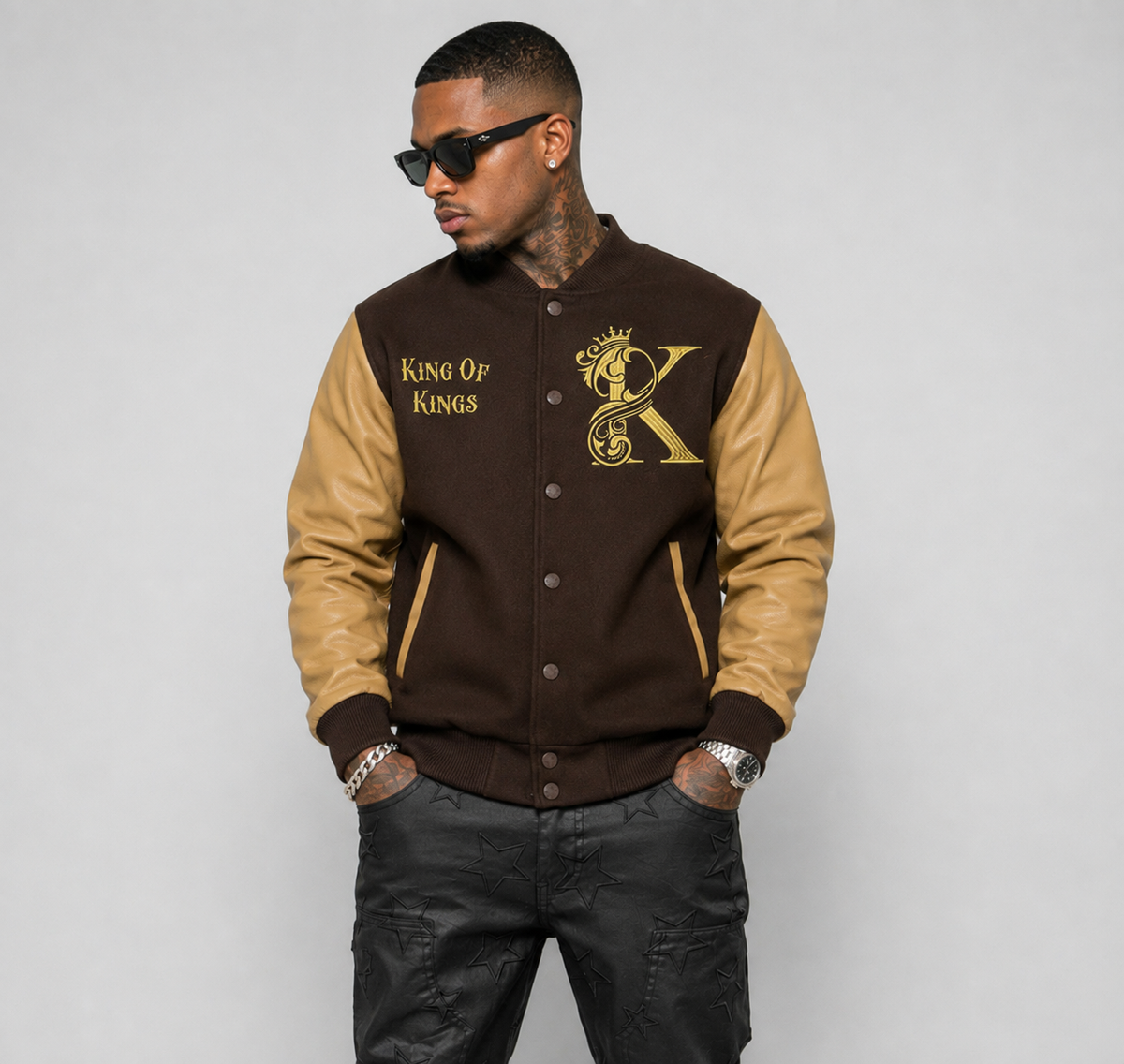 King of Kings Embo Stone Varsity Jacket