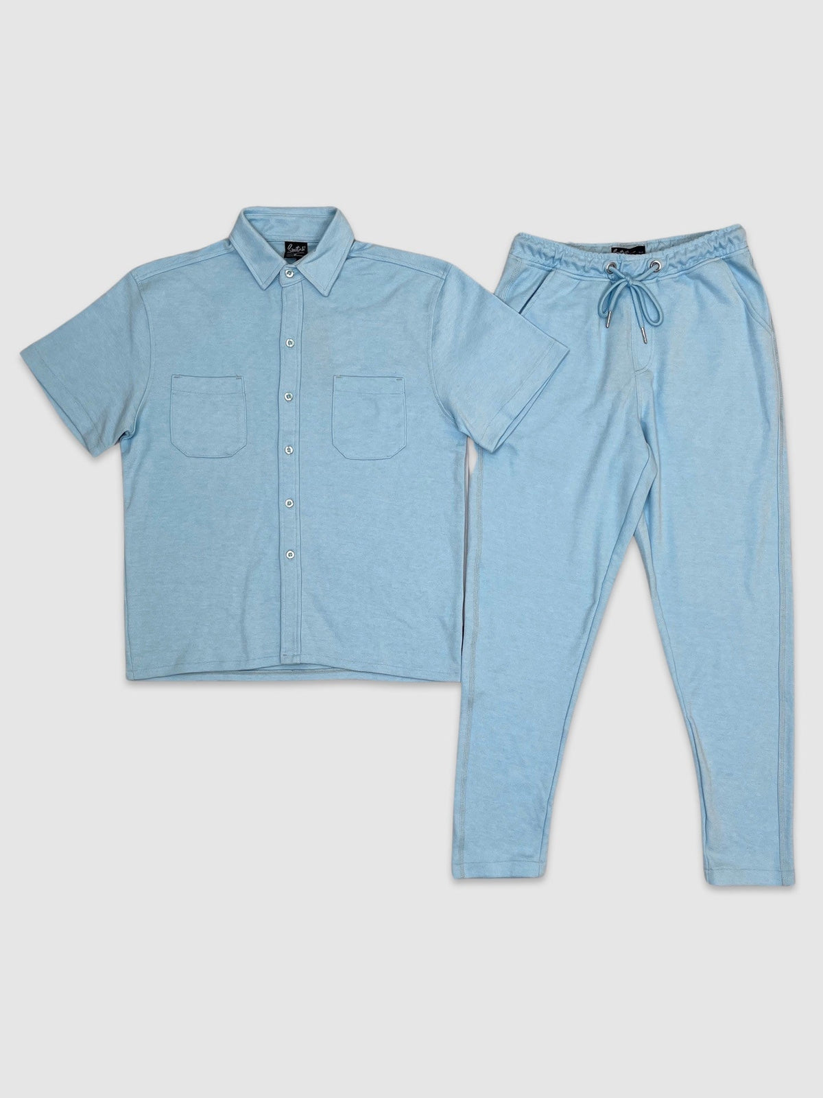 Button Down Pocket Shirt Set - Lt Blue