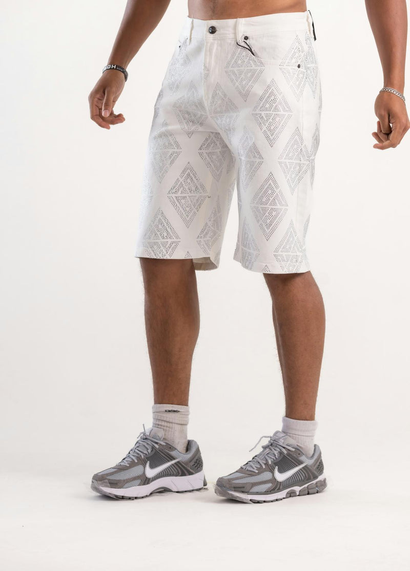 Rhombus w/ Stone Shorts - White