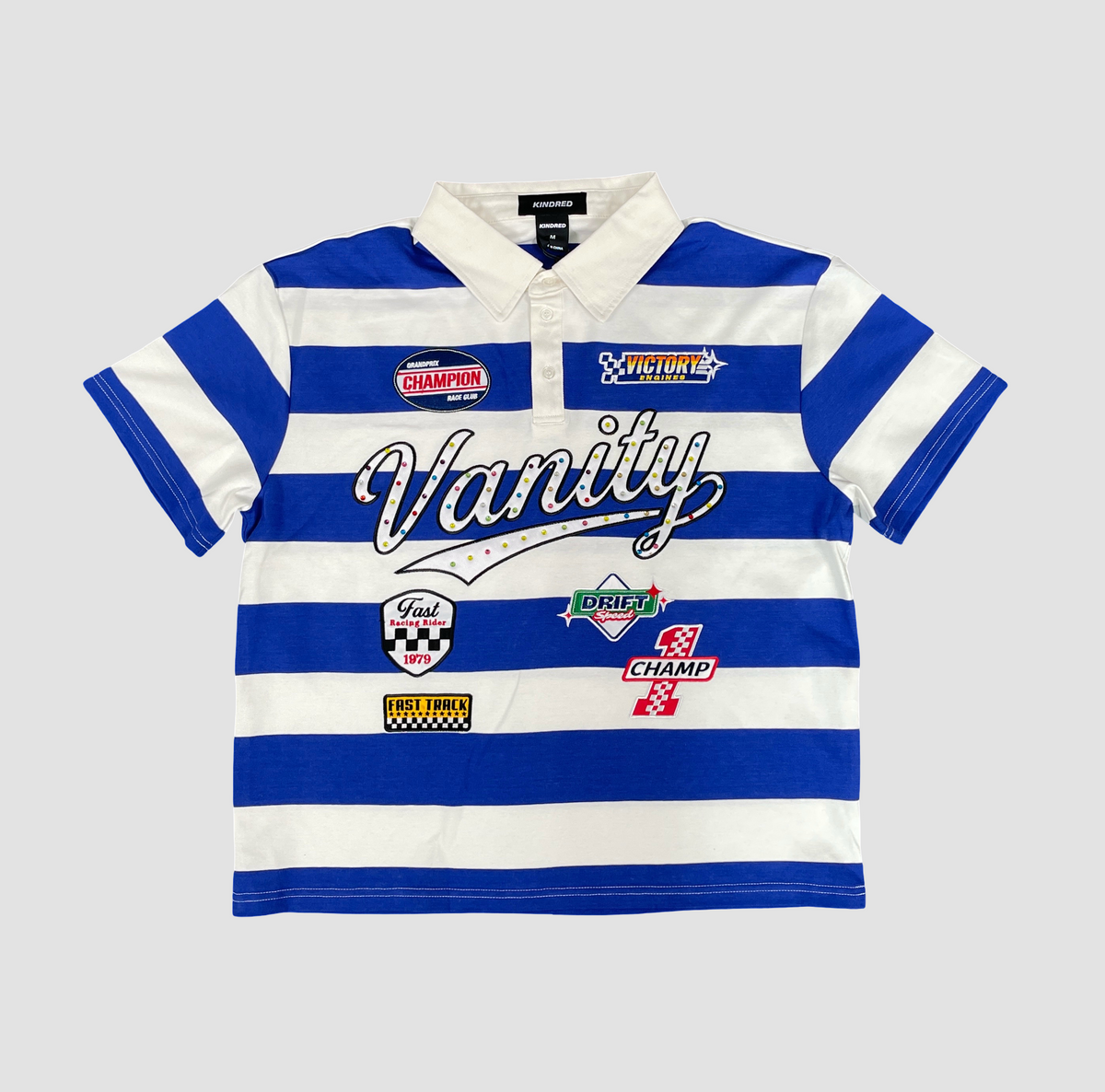 Vanity Stripe Patch Polo - Royal