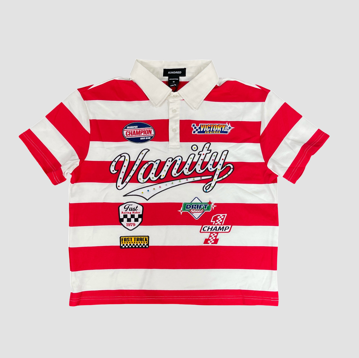 Vanity Stripe Patch Polo - Red