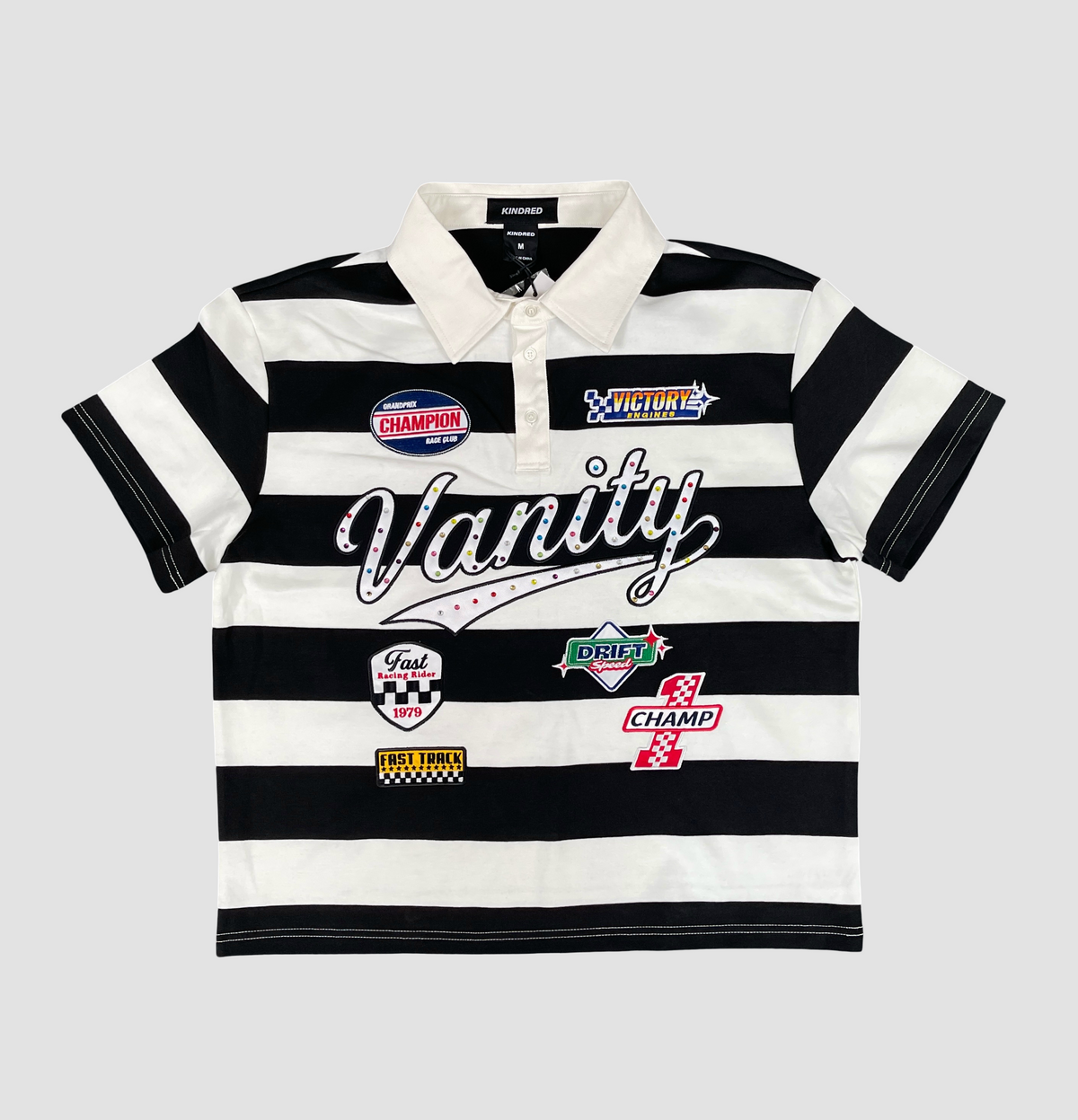 Vanity Stripe Patch Polo - Black