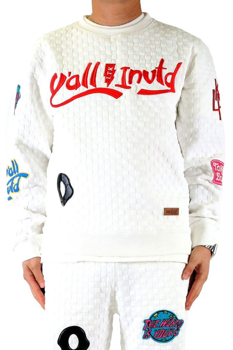 Men's Quilted Embossed Patch Sweatshirt & Pants Set — alternate view