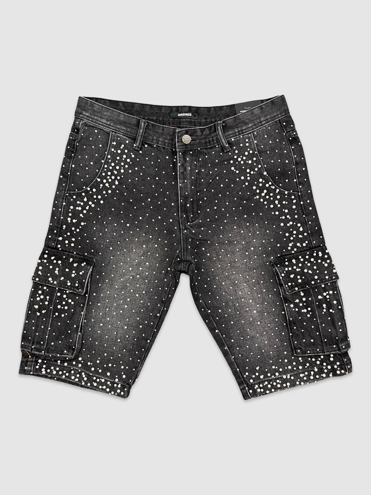Rhinestone Denim Shorts - Black