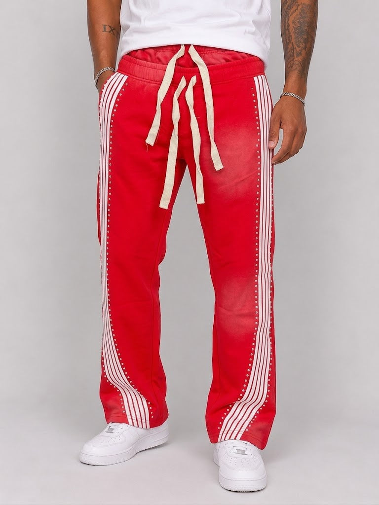 Double Waist Stripe Fleece Pants