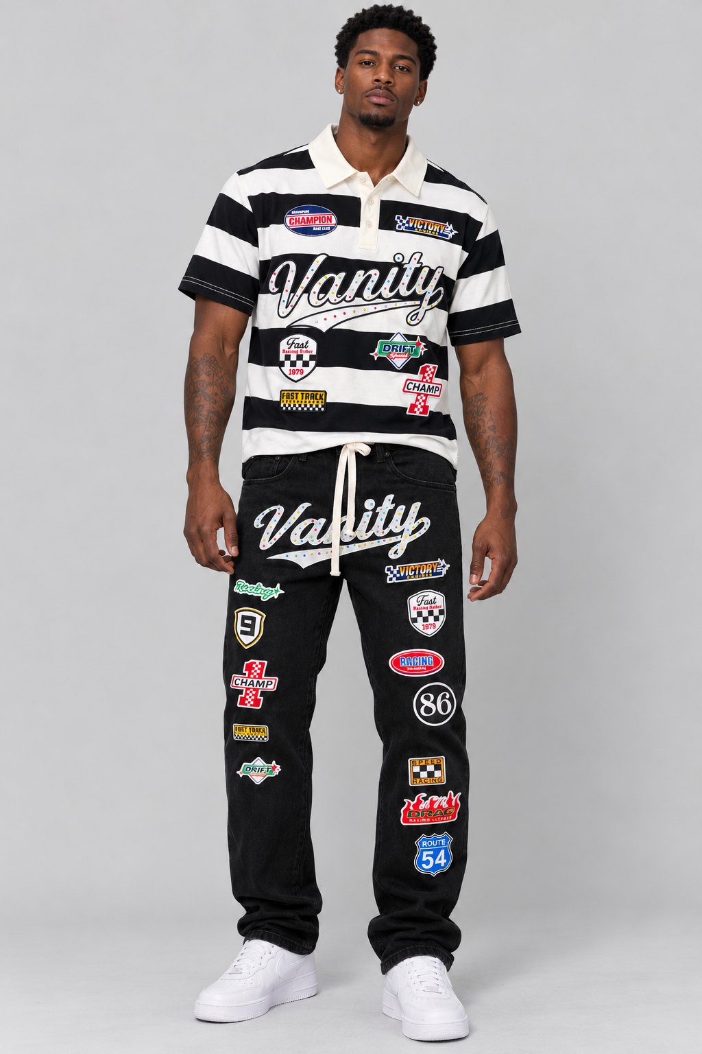 Vanity Stripe Patch Polo