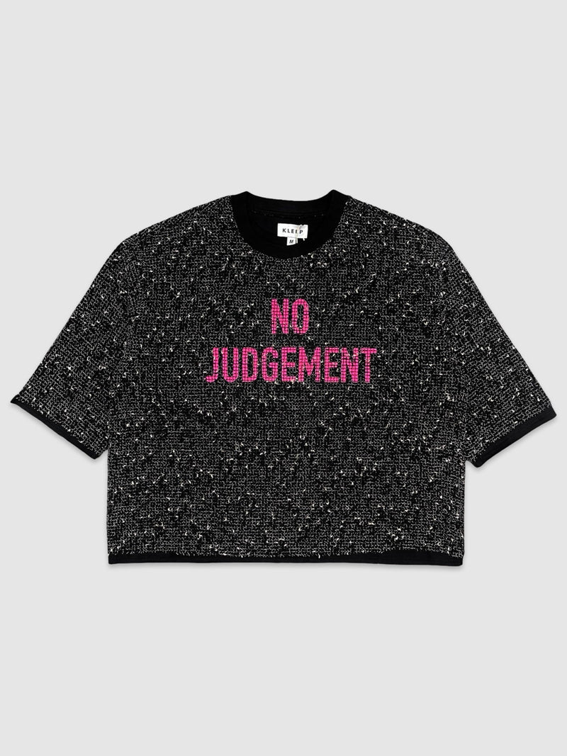 Mesh Layered Print Crop Top - Divine (Black)
