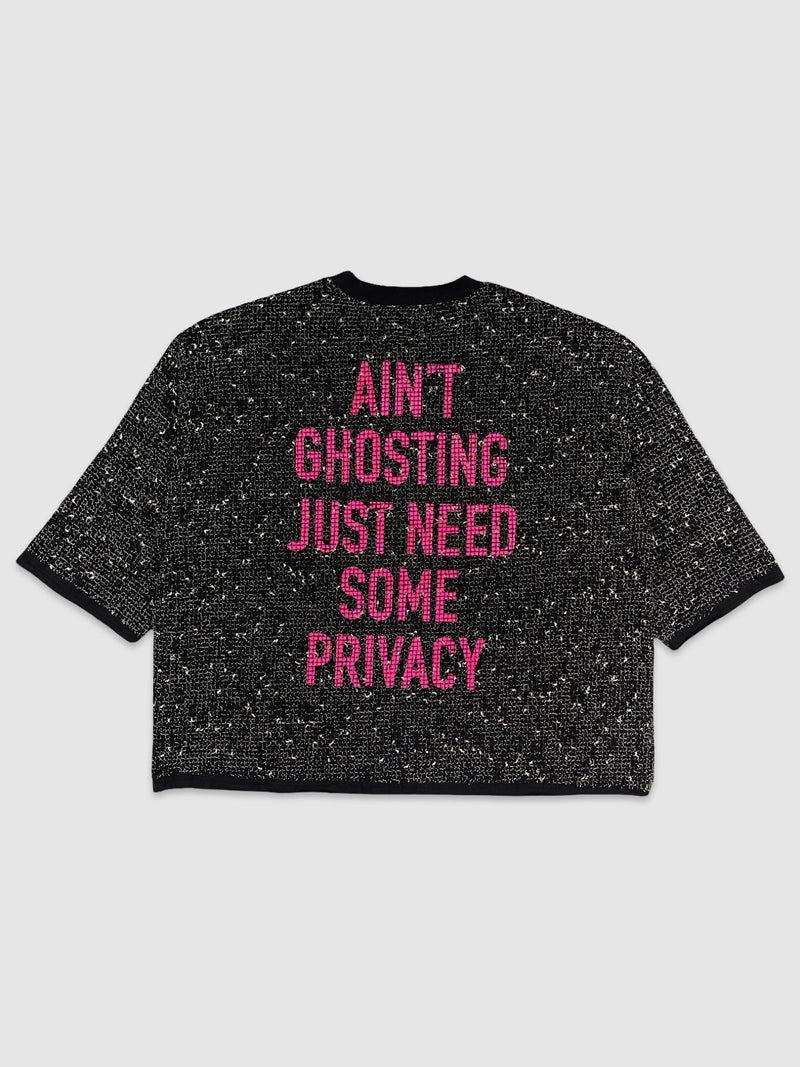 Men's No Judgement Rhinestone Mesh Layered Crop Top — alternate view