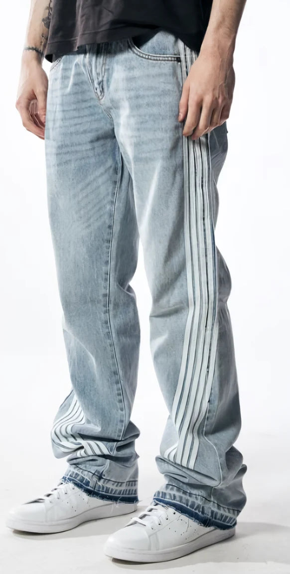 Stripe Denim Relax Jeans - Snow Racer