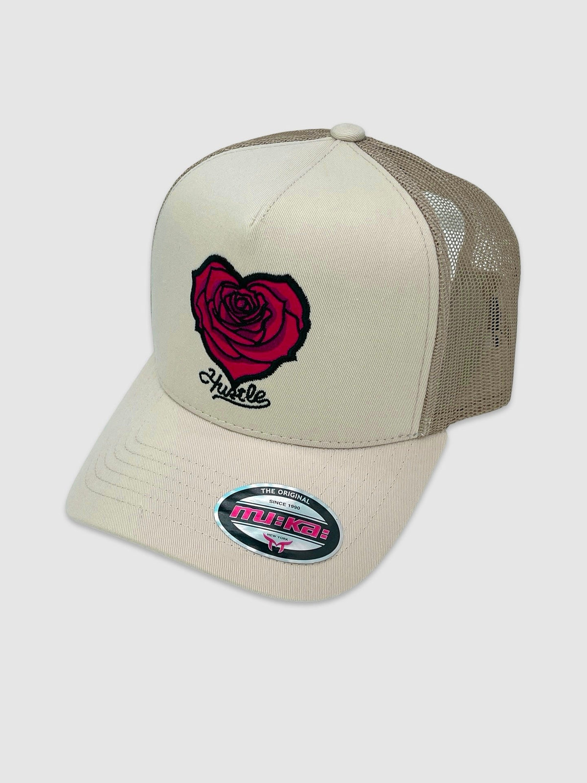 Rose Hustle Trucker Hat - Oatmeal