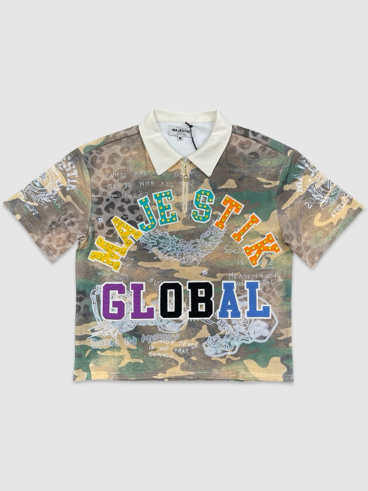 Patch Stud Polo Shirt - Wood Camo
