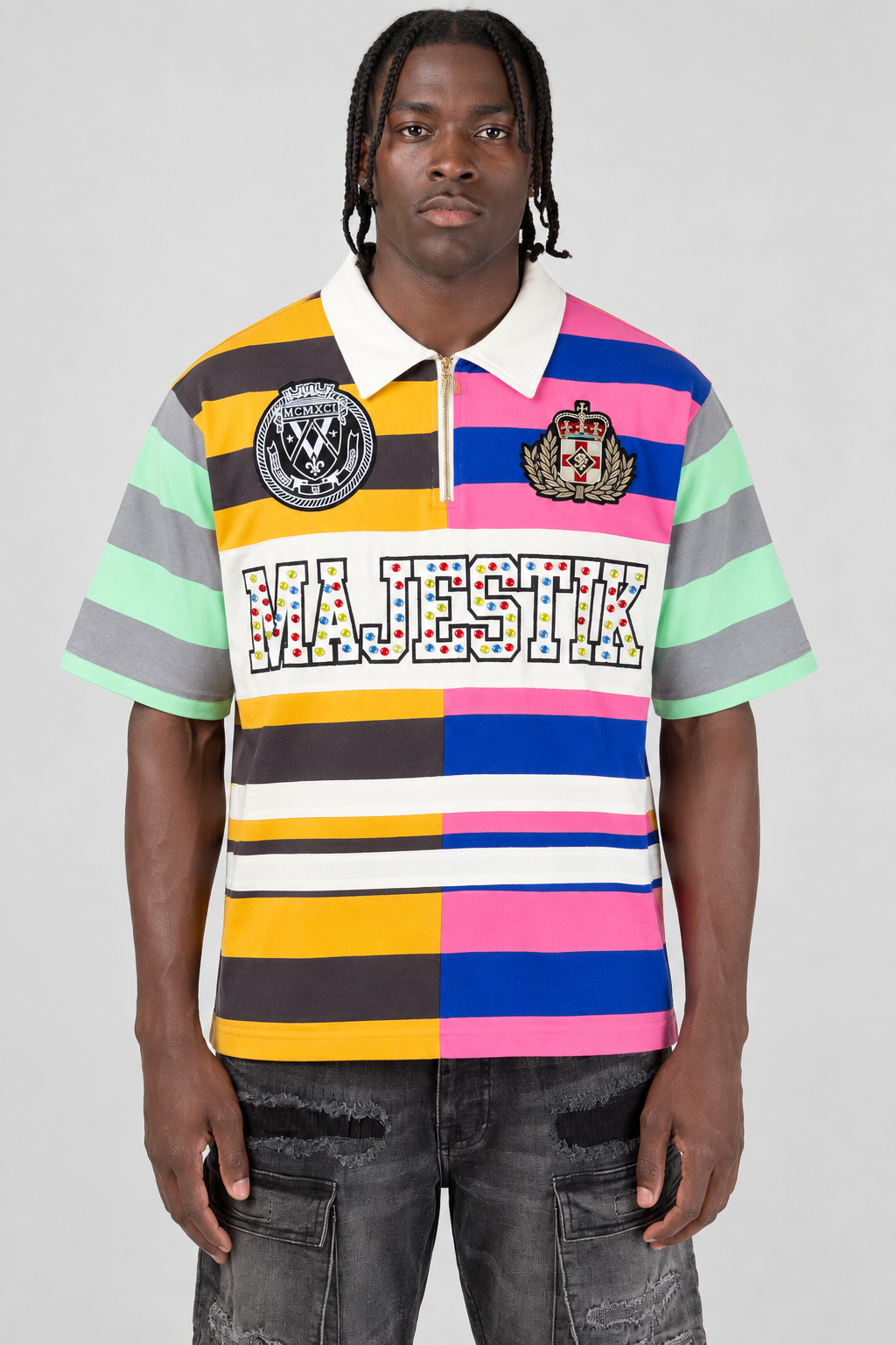 Cut & Sew Majestik Stripe Polo