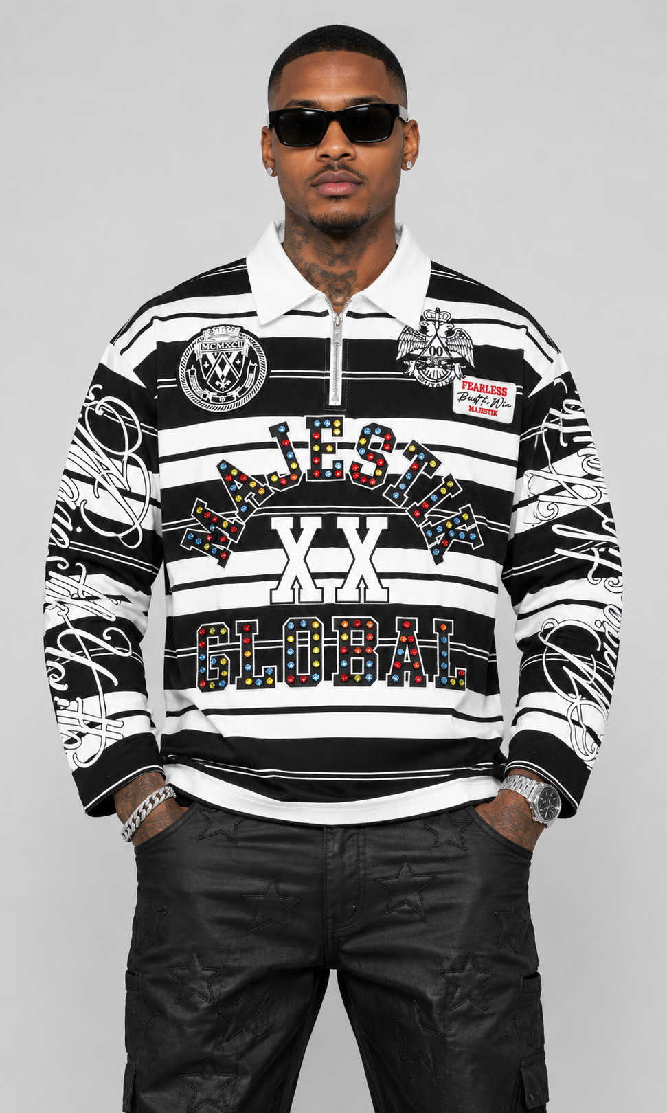 Cut & Sew Majestik Long Sleeve Polo