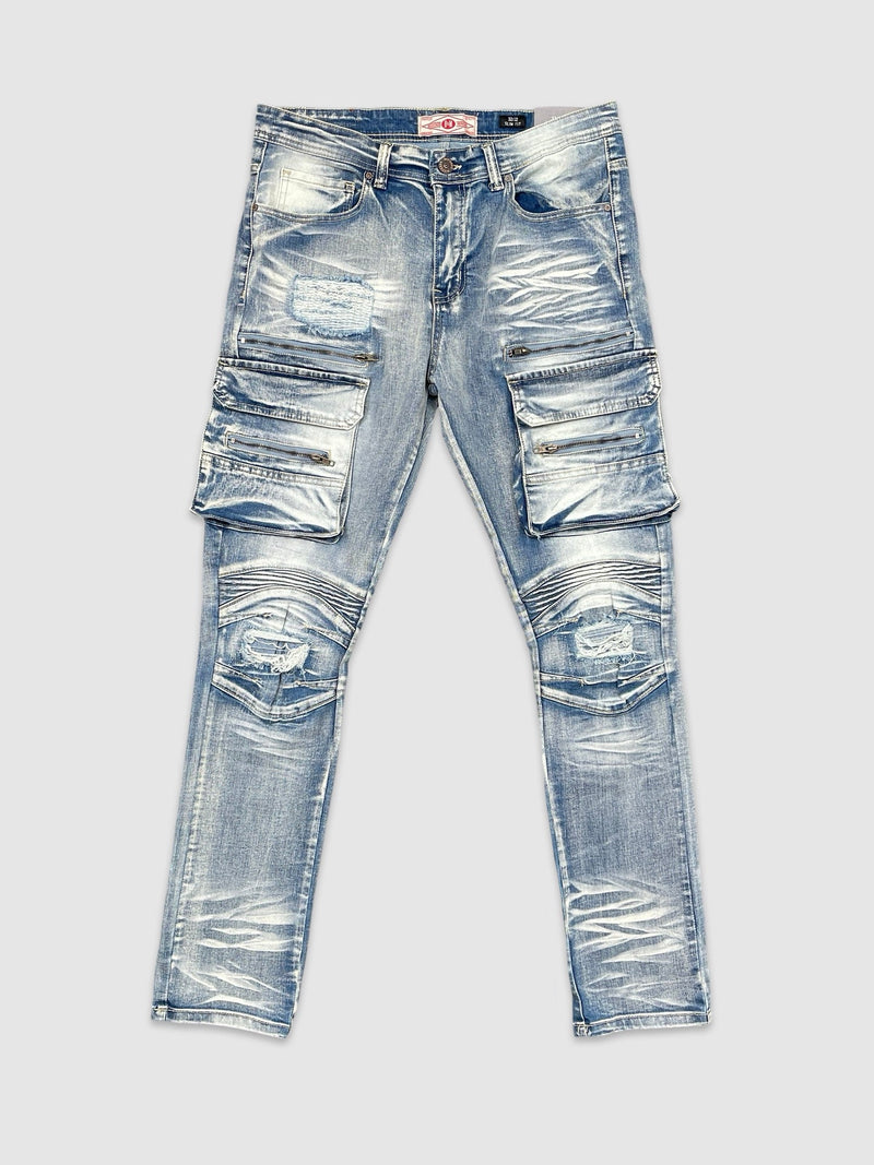 Men's Premium Washed Slim Fit Zip Cargo Pants — alternate view