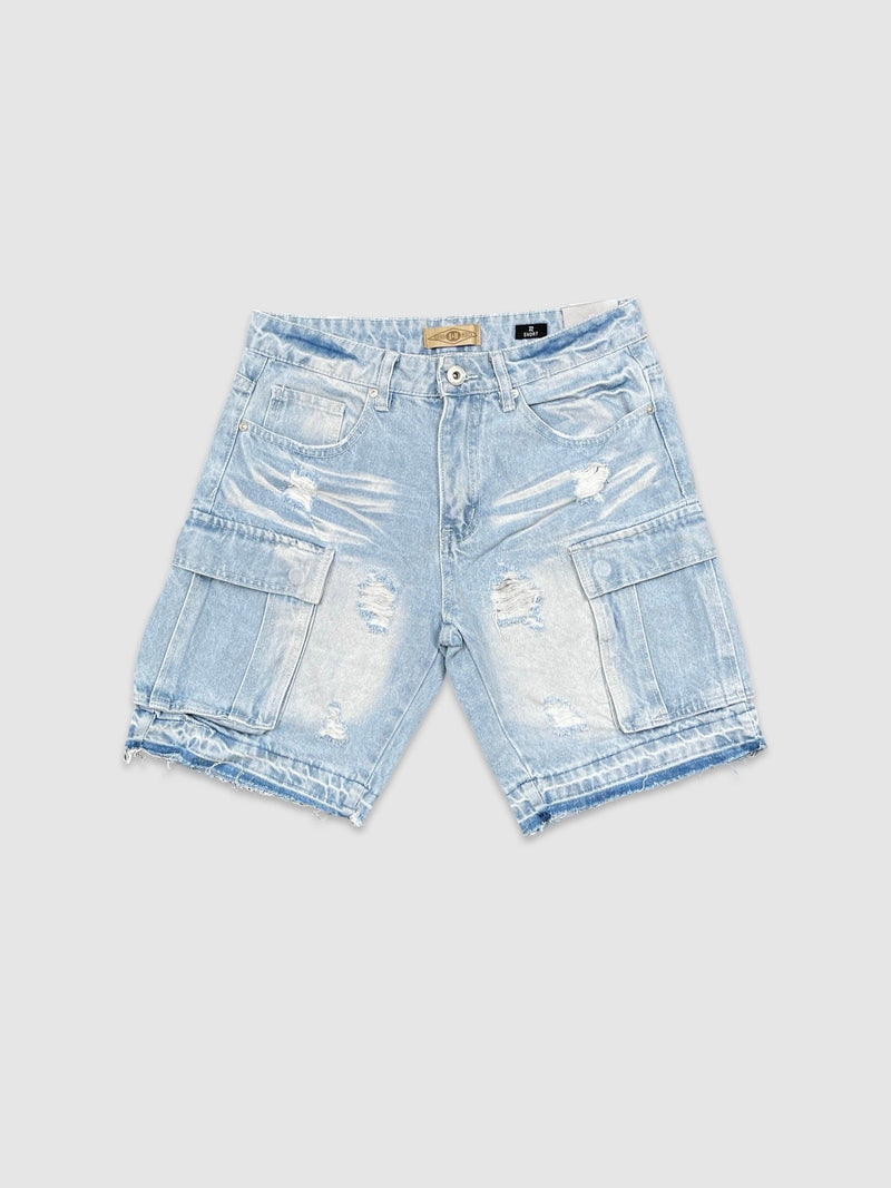 Premium Washed Cargo Shorts - Ice