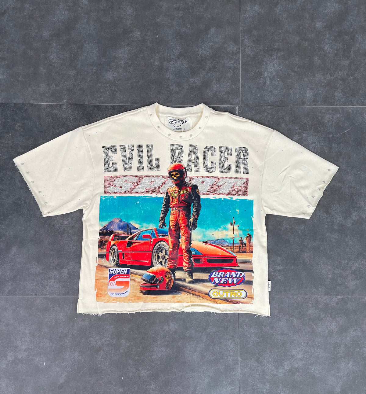 Evil Racer Cropped Tee - Off White