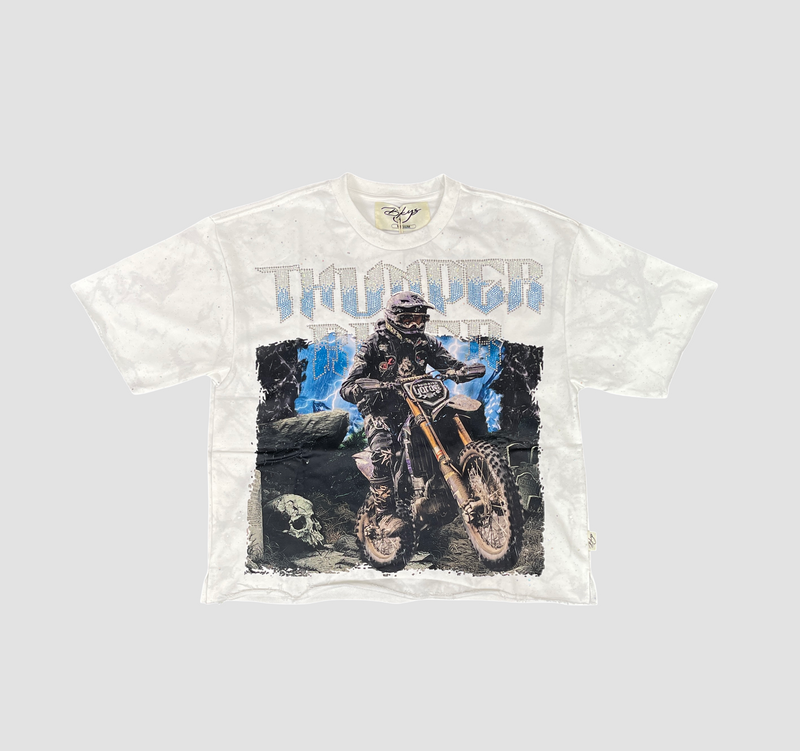 Men's Thunder Ride Motorcycle Acid Wash Cropped Tee — alternate view