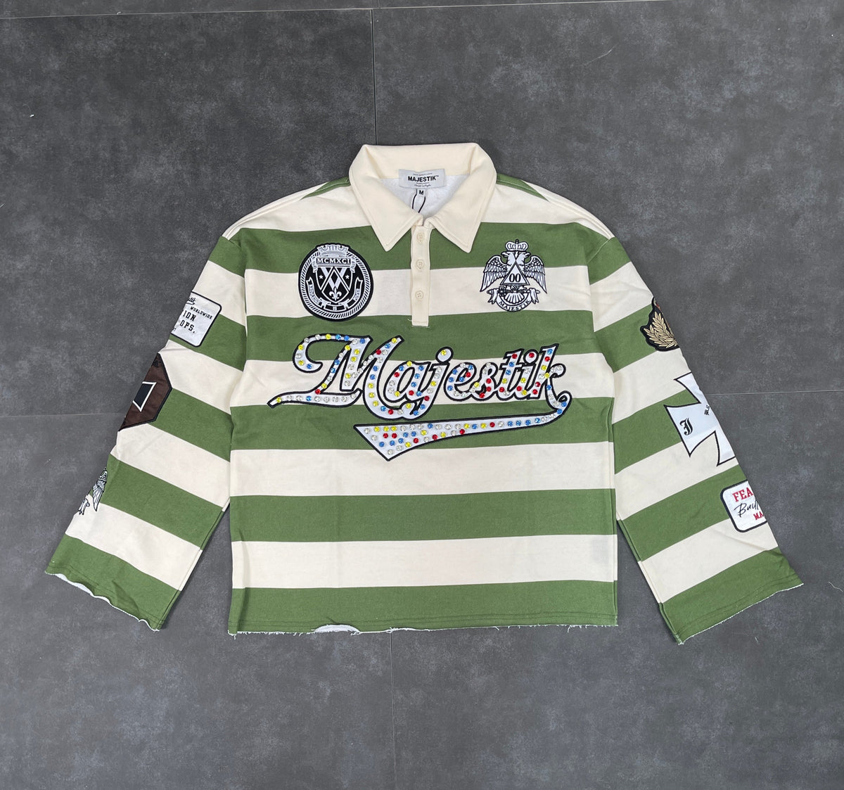 Cut & Sew Majestik Long Sleeve Polo - Olive