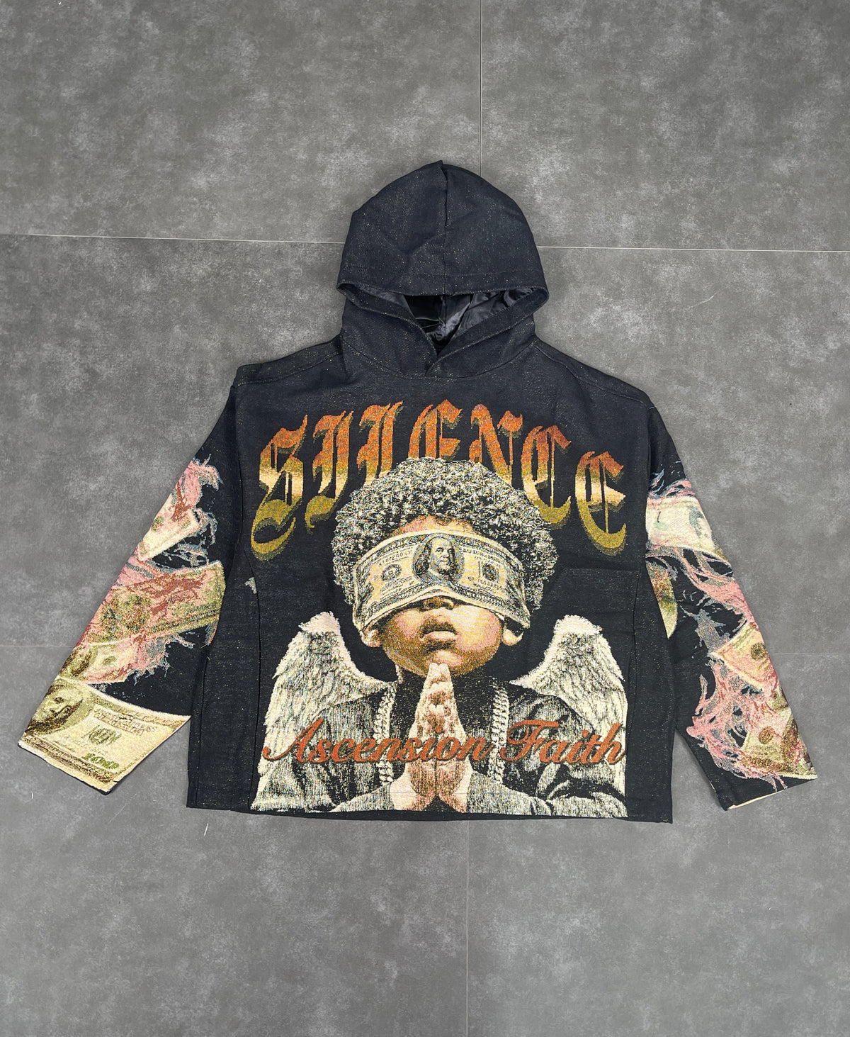 Wings Tapestry Hoodie - Black