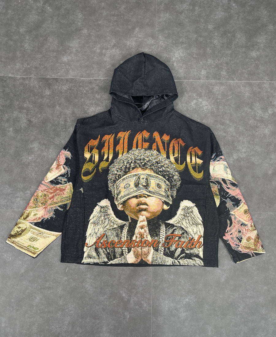 Wings Tapestry Hoodie - Black