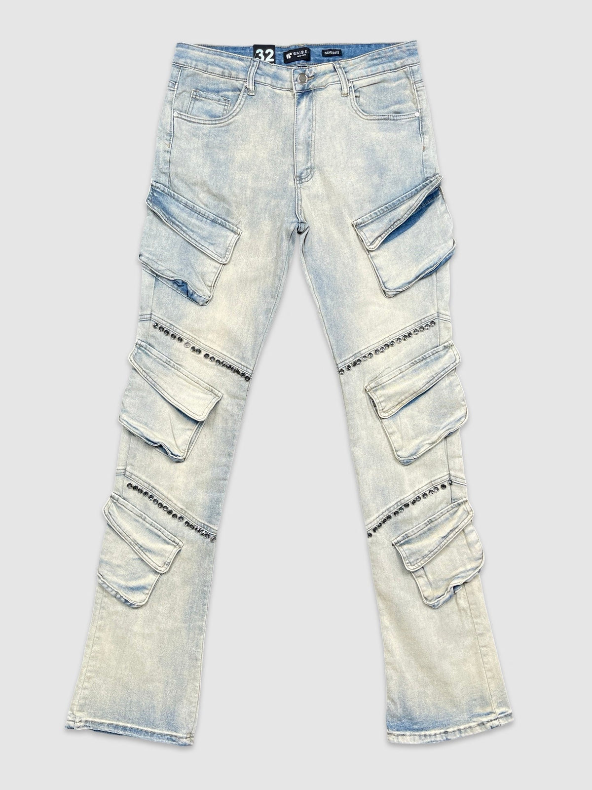 Studded Stacked Cargo Jeans - Dirty Vintage
