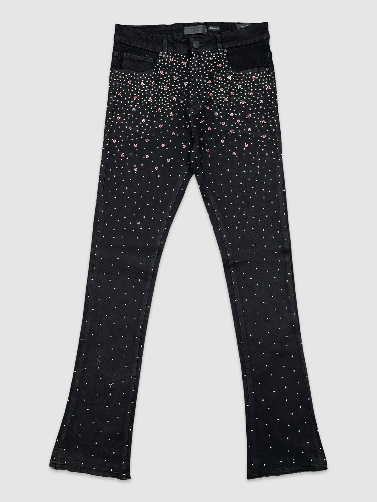 Color Stone Stacked Fit Jeans - Jet Black