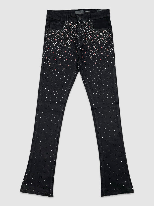 Color Stone Stacked Fit Jeans - Jet Black