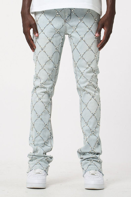 Pearl & Stone Stacked Fit Jeans - L.Blue Wash