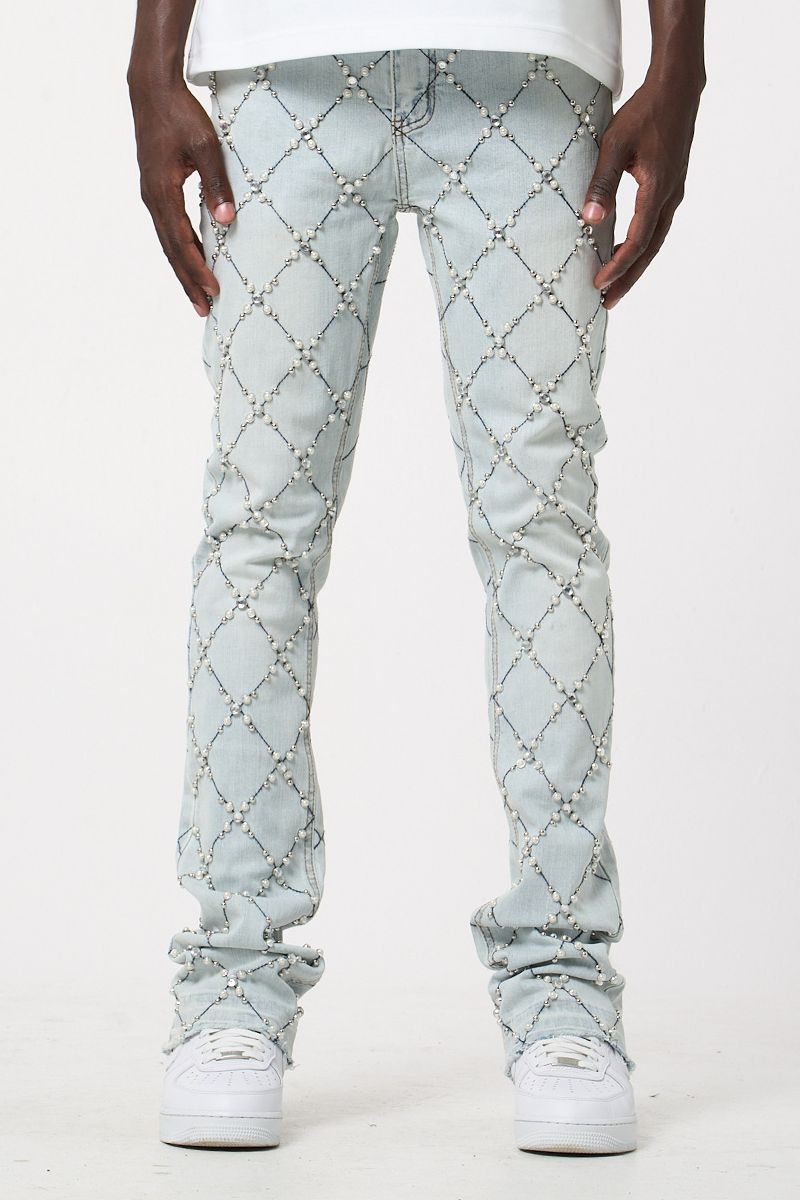 Pearl & Stone Stacked Fit Jeans - L.Blue Wash