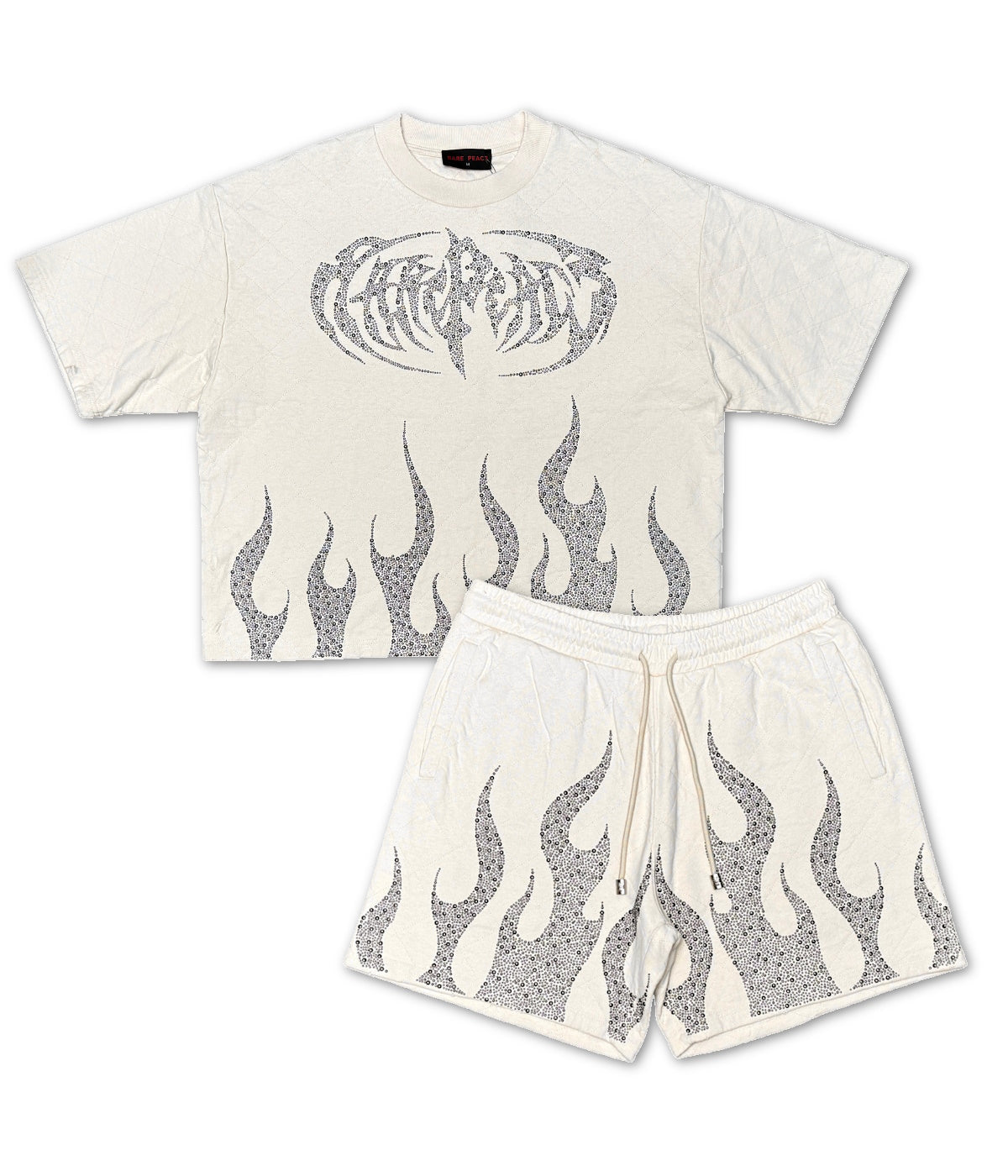 Metal Stud Quilt Crop Shorts Set, enlarged view