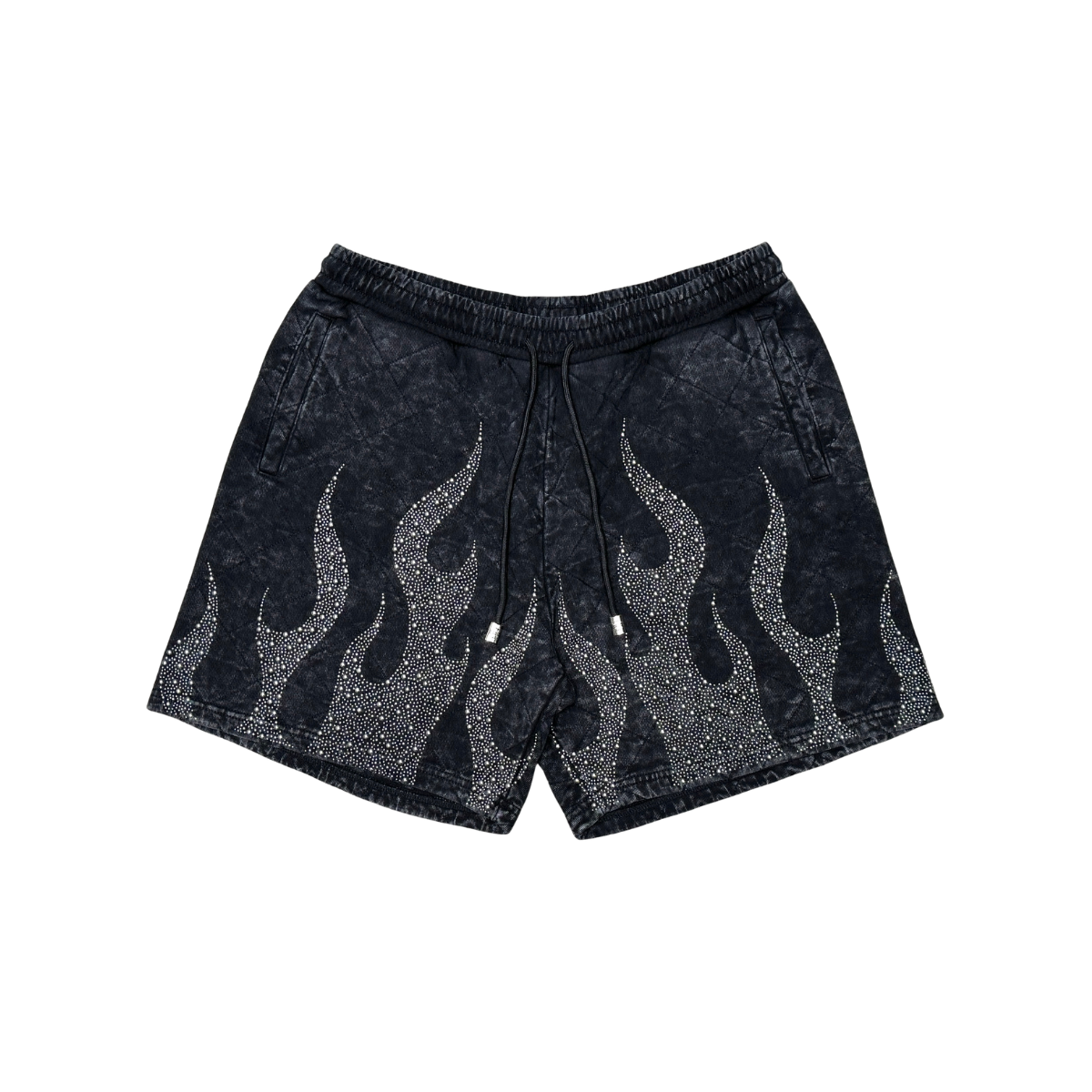 Metal Stud Quilt Crop Shorts Set
