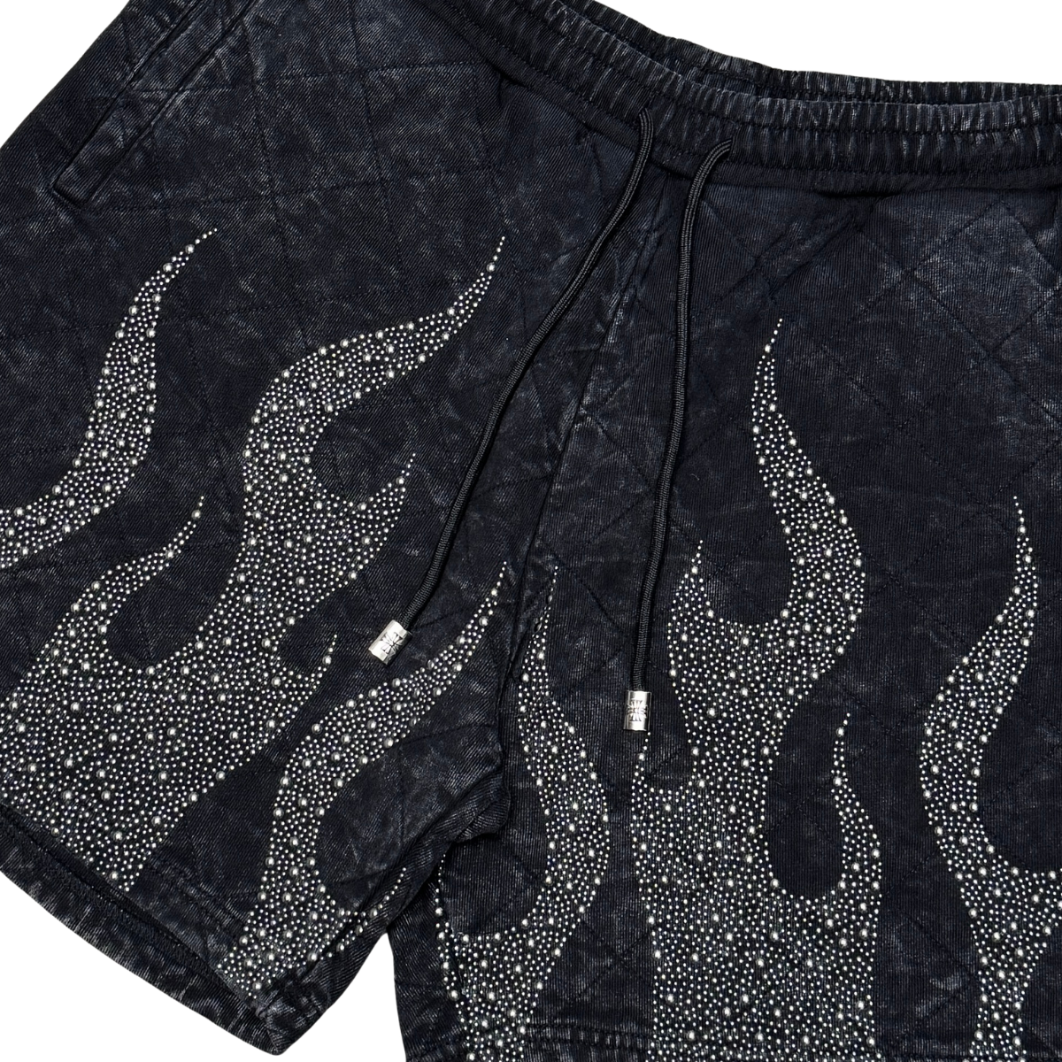 Metal Stud Quilt Crop Shorts Set