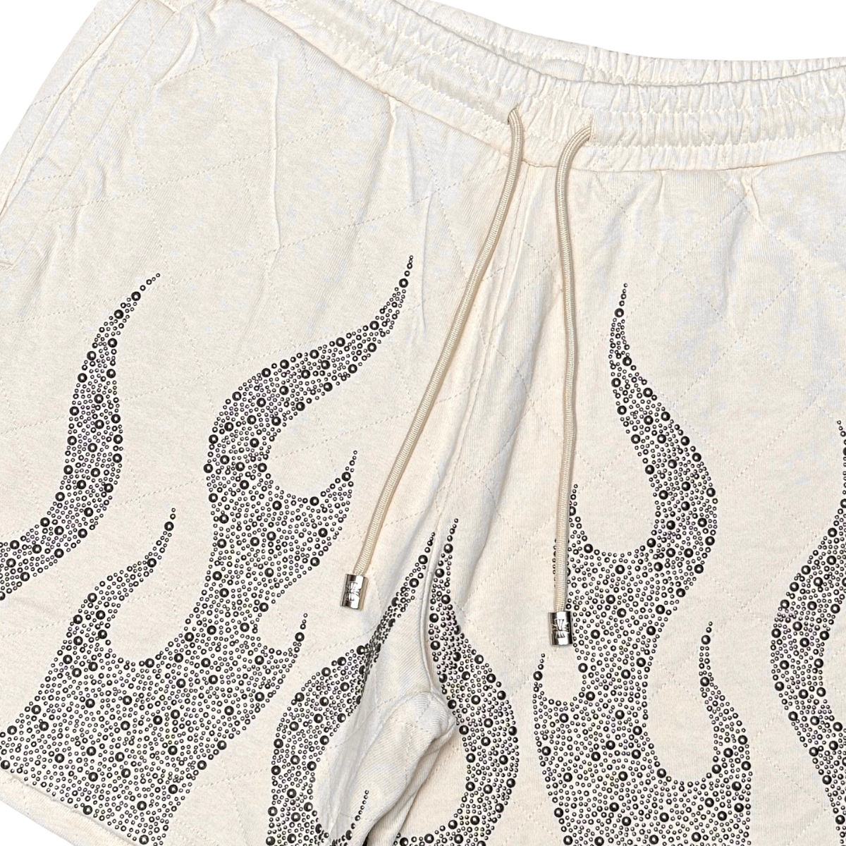 Metal Stud Quilt Crop Shorts Set