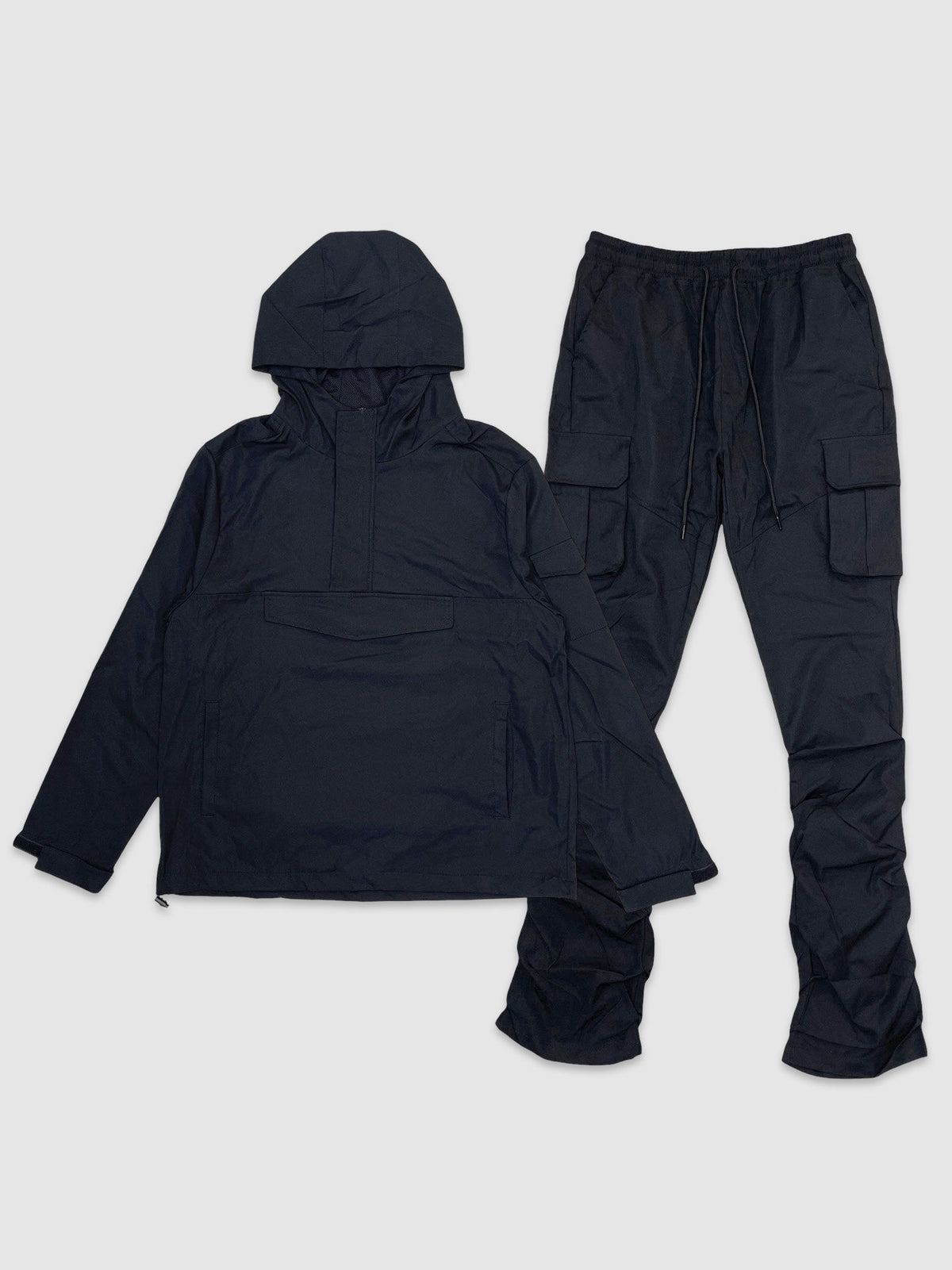 Anorak Jacket & Cargo Stack Pants Set - Black