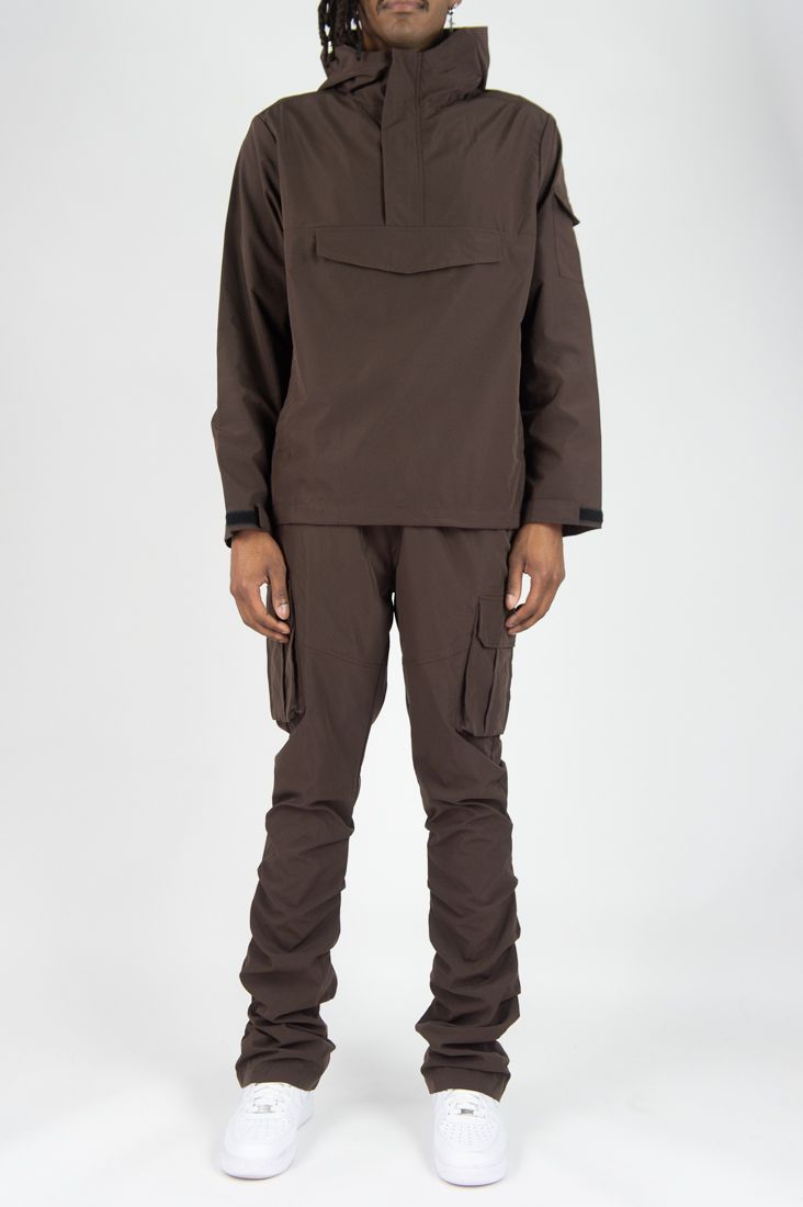 Anorak Jacket & Cargo Stack Pants Set - Brown