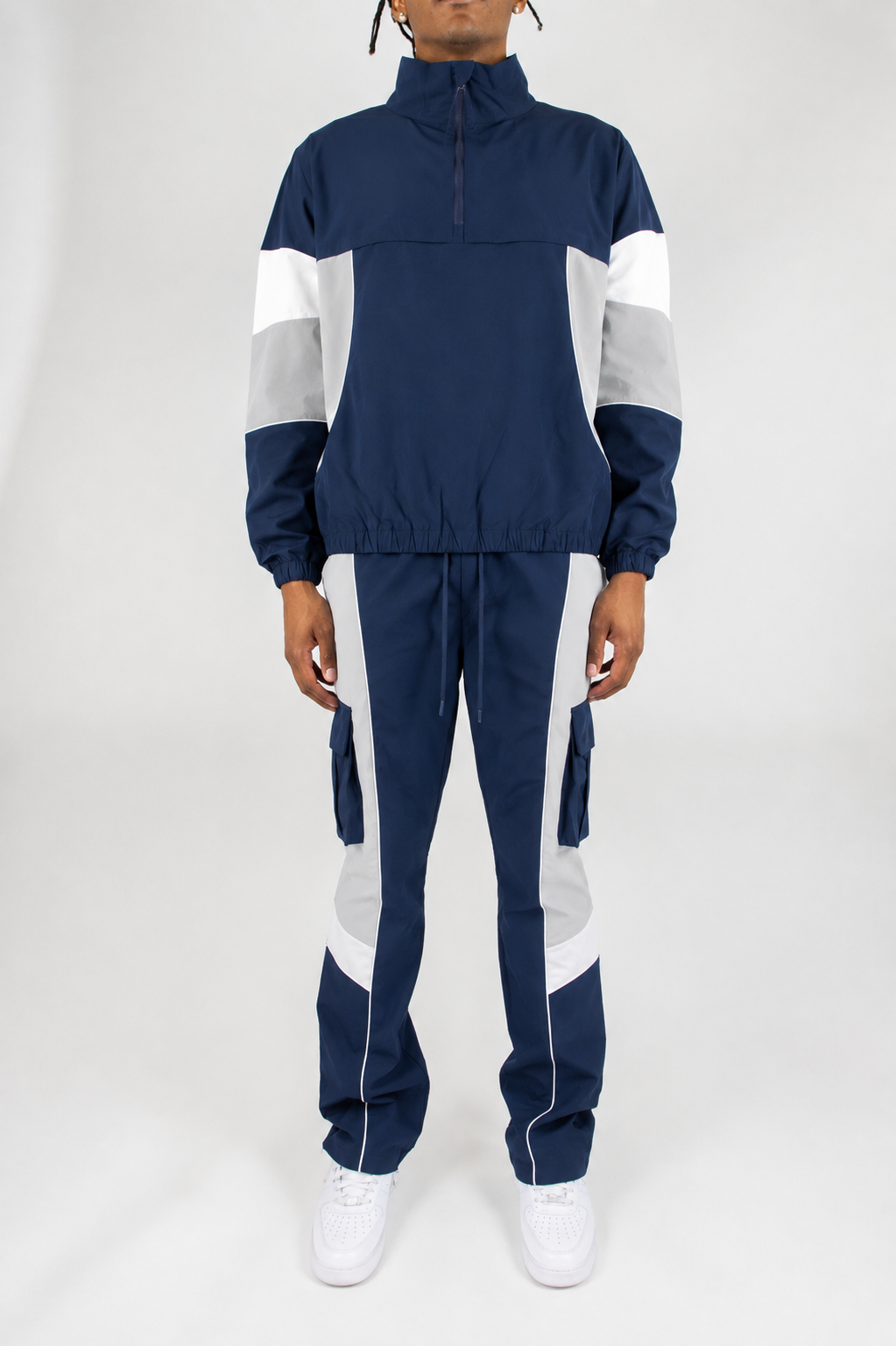Pullover Nylon Color Block Set - Navy