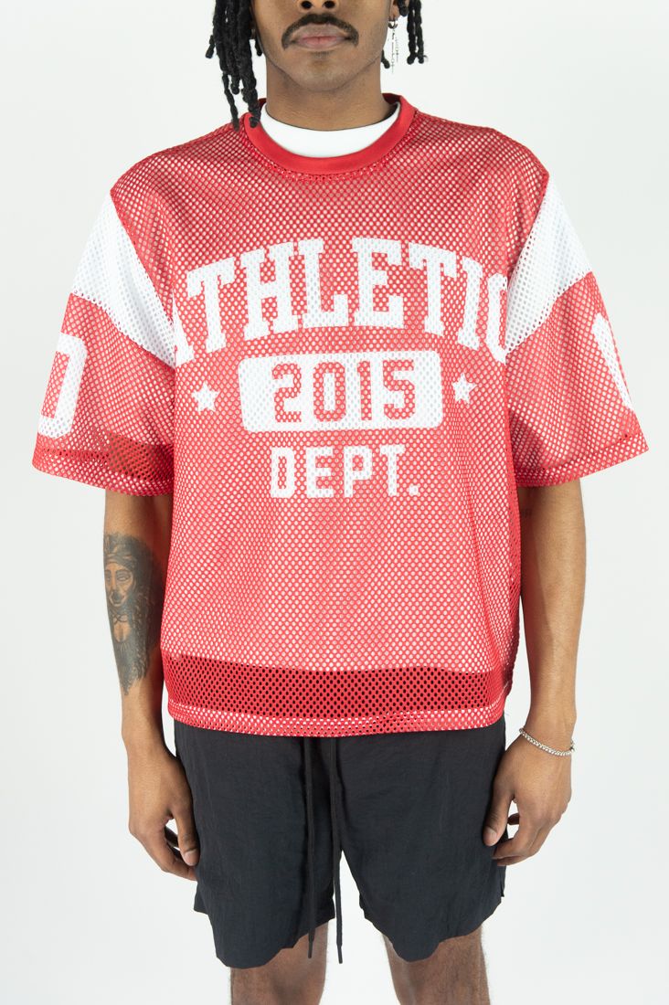 Athletic Dept Mesh Crop Top - Red