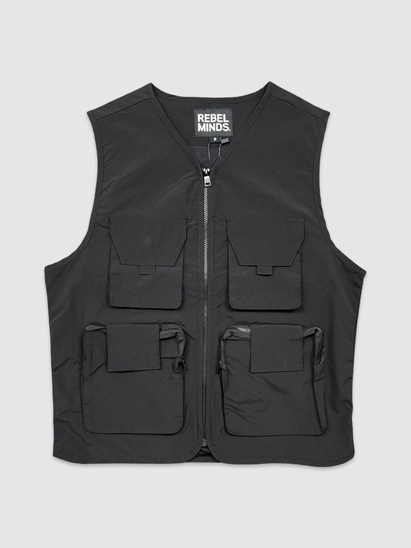 Nylon Cargo Vest - Black