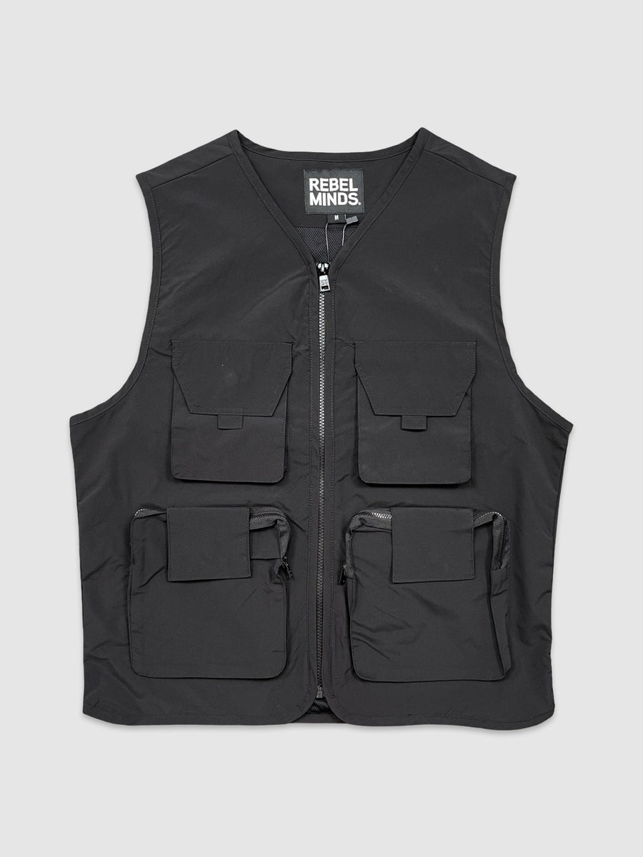 Nylon Cargo Vest - Black