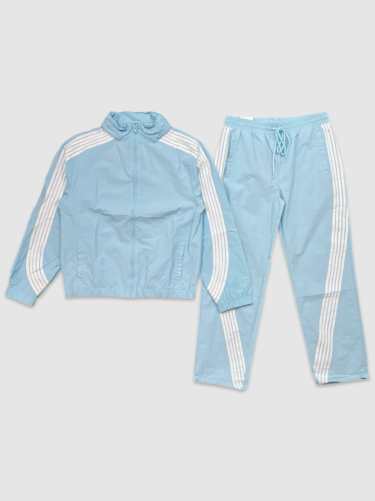Stripe Nylon Windbreaker Set - Lt Blue