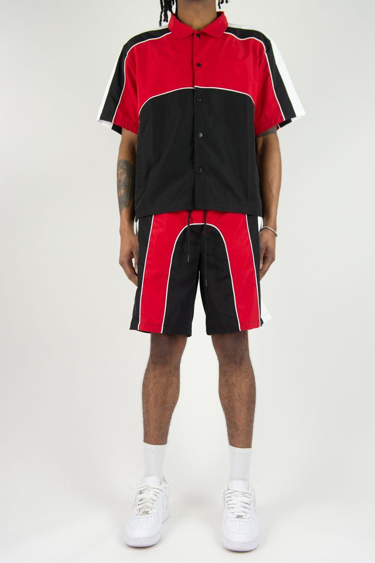 Color-Block Nylon Shorts Set