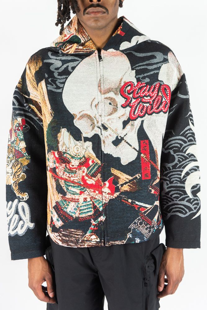 Men's Stay Wild Skull Tapestry Hoodie — alternate view