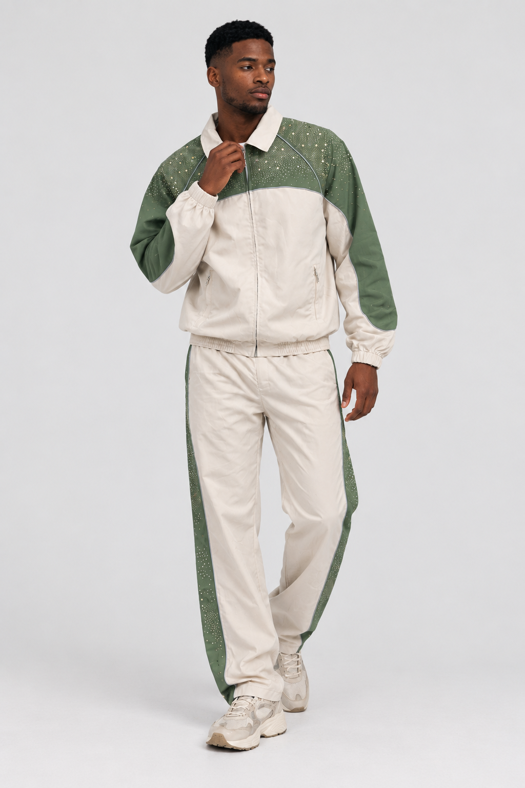 Rhinestone Nylon Tracksuit