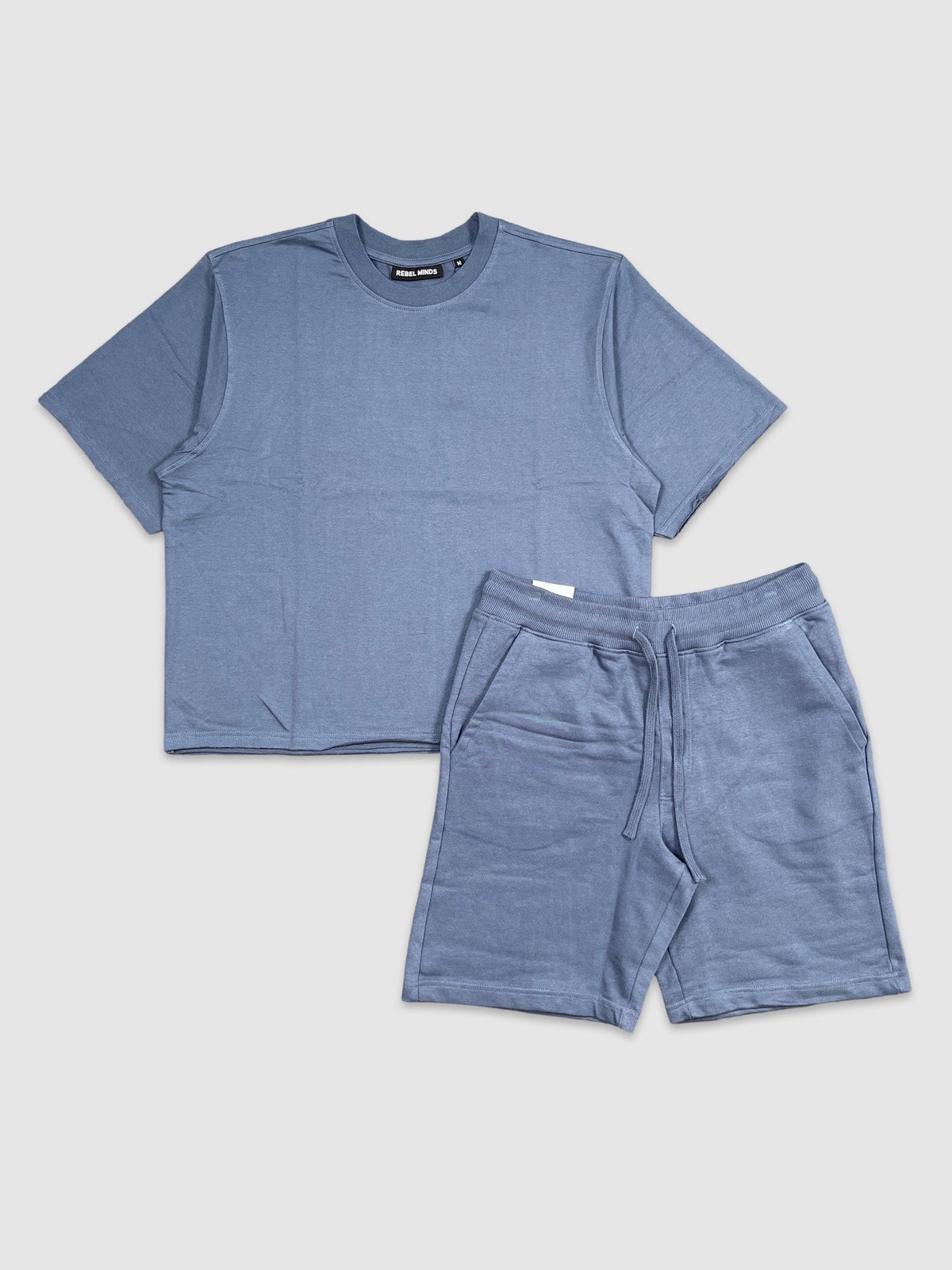 Baby Terry Crop Tee Shorts Set - Ash Blue